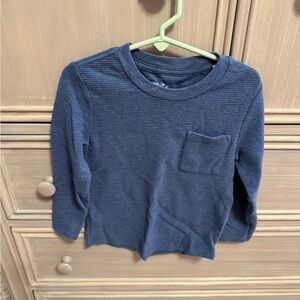 Cat & Jack Blue Ribbed Kids Long Sleeve Shirt